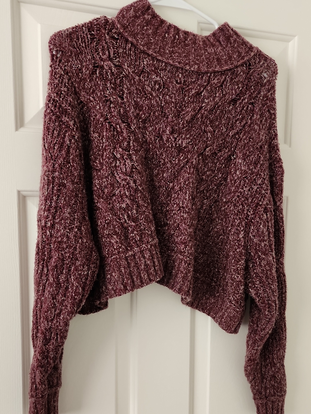 Free People Chenille Cable-Knit Tunic Sweater - Burgundy
